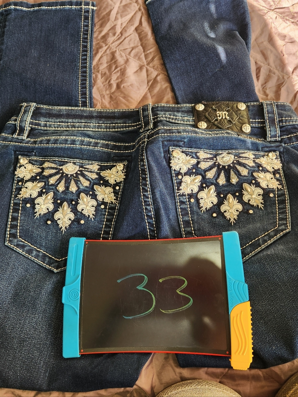 Miss Me Rhinestone Embellished Jeans Size 33 Plus Skinny